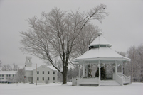 New London, NH - Gazebo with Buildings, Winter